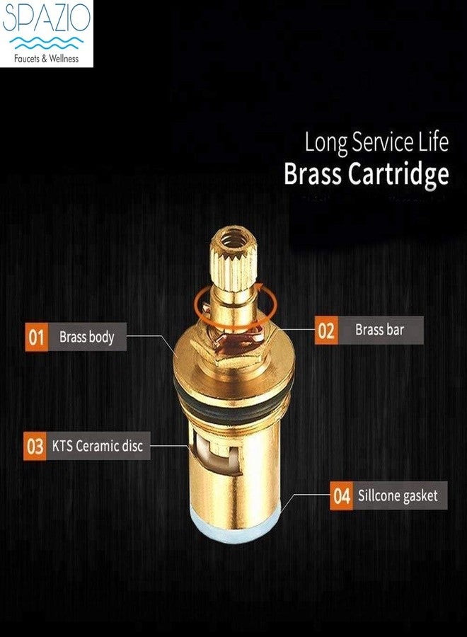 SPAZIO صنبور SPAZIO Solo SmartBuy النحاسي ذو الأنف الطويل/الجسم الطويل مع شفة جدارية للحمام/المطبخ - عبوة من قطعتين - Image 3